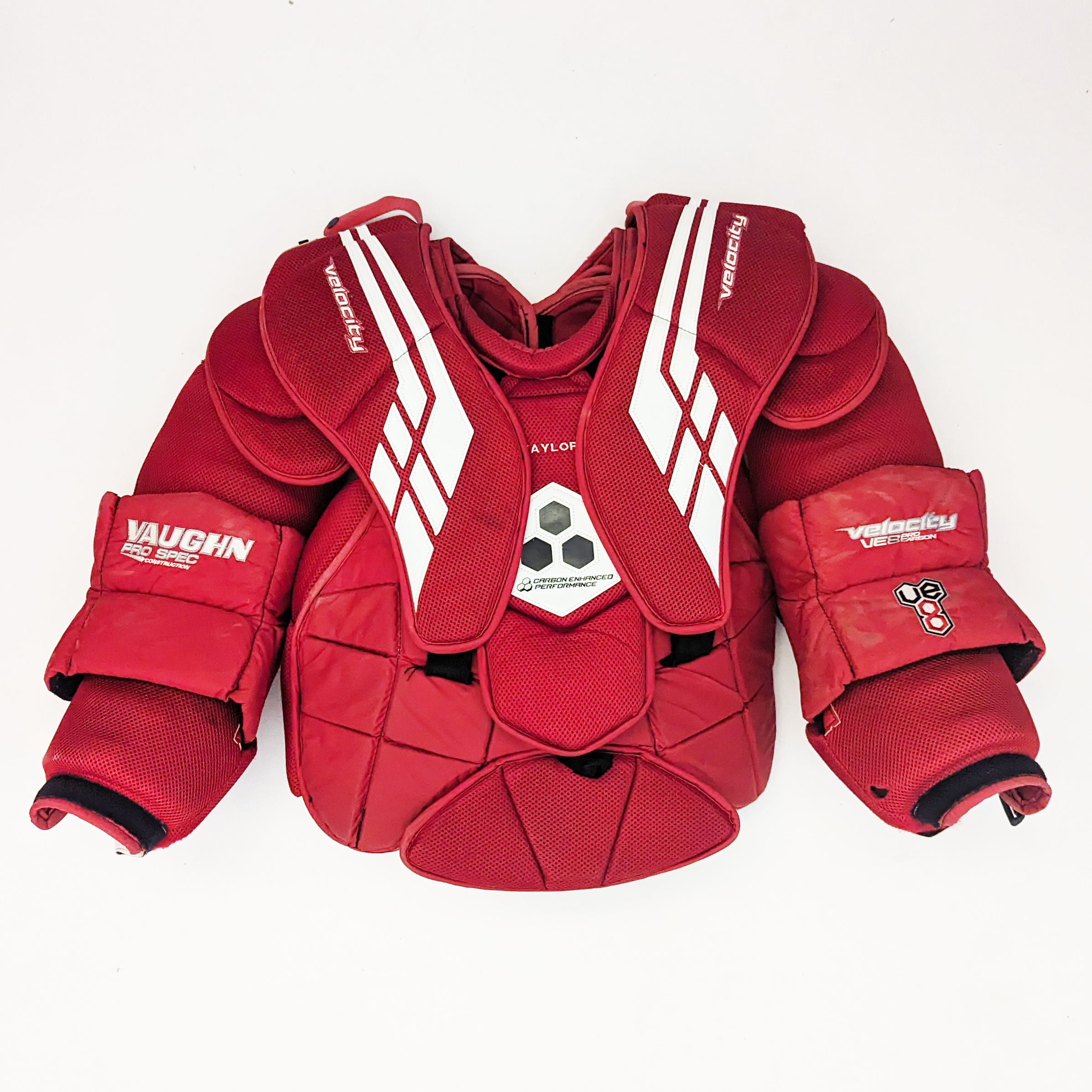 Vaughn VE8 - Plastron de gardien de but Pro Stock d'occasion (rouge)